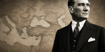 Mustafa Kemal Atatürk ve Türkiye’nin bölgesel diplomasi anlayışını simgeleyen harita görseli