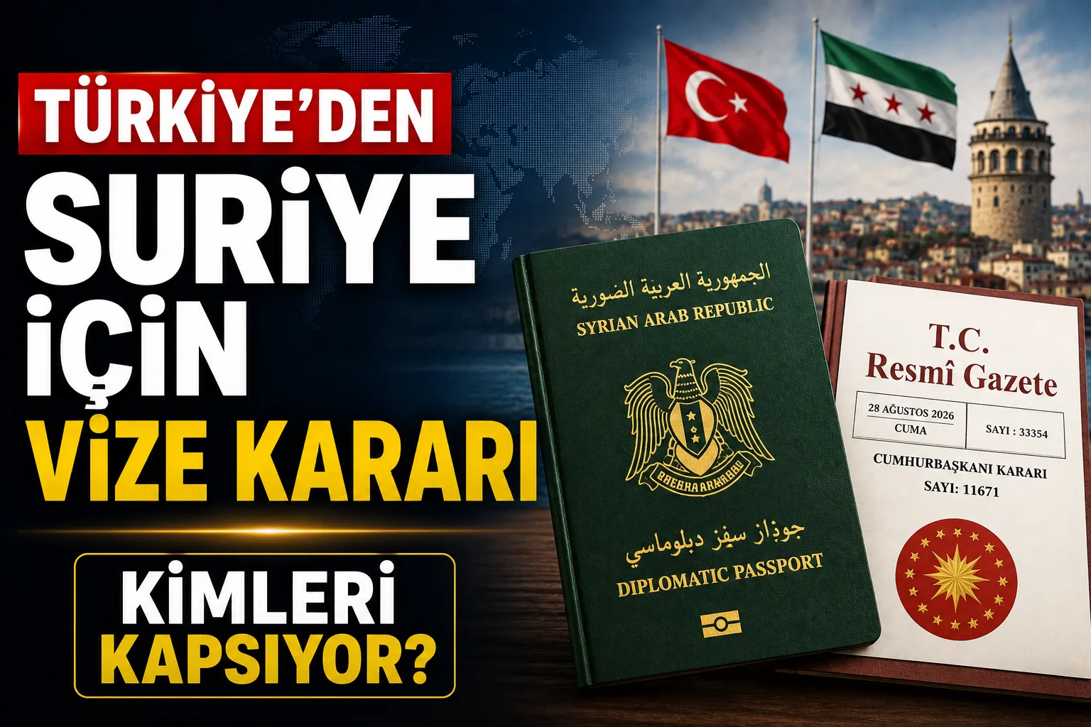 Suriye diplomatik pasaport sahiplerine Türkiye'den vize muafiyeti kararı