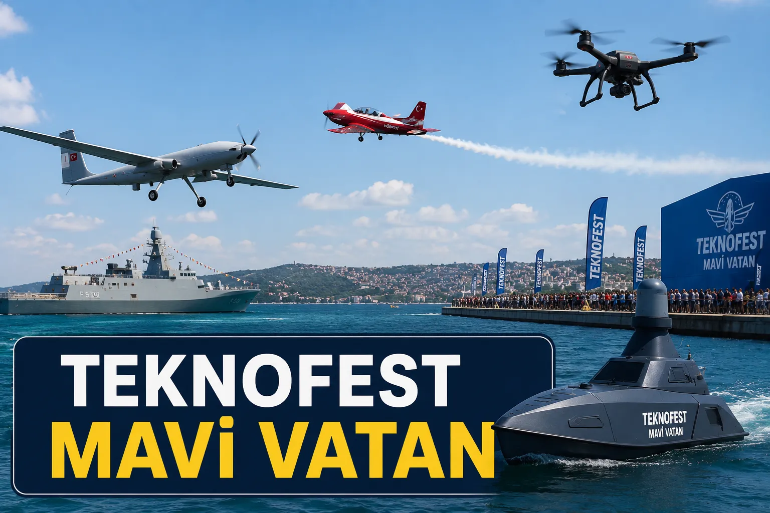 TEKNOFEST Mavi Vatan etkinliğinde deniz ve hava araçları