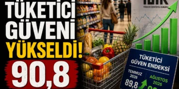 Tüketici güven endeksi Ağustos 2026'da 90,8'e yükseldi