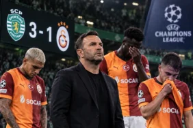 Sporting Galatasaray maçı sonrası Okan Buruk ve Galatasaraylı futbolcular