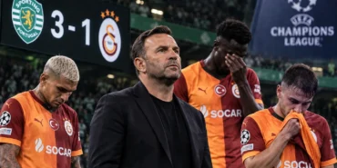 Sporting Galatasaray maçı sonrası Okan Buruk ve Galatasaraylı futbolcular