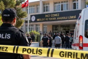 Manisa okul saldırısı son durum - İnci Üzmez Mesleki ve Teknik Anadolu Lisesi önünde polis ve ambulans