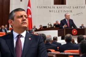 YENİ Parti 1 Ekim TBMM kararı kapsamında Özgür Özel ve kürsüde Recep Tayyip Erdoğan