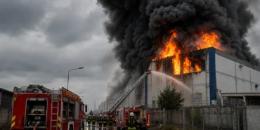 Tuzla'da fabrika yangınına itfaiye ekiplerinin müdahalesi
