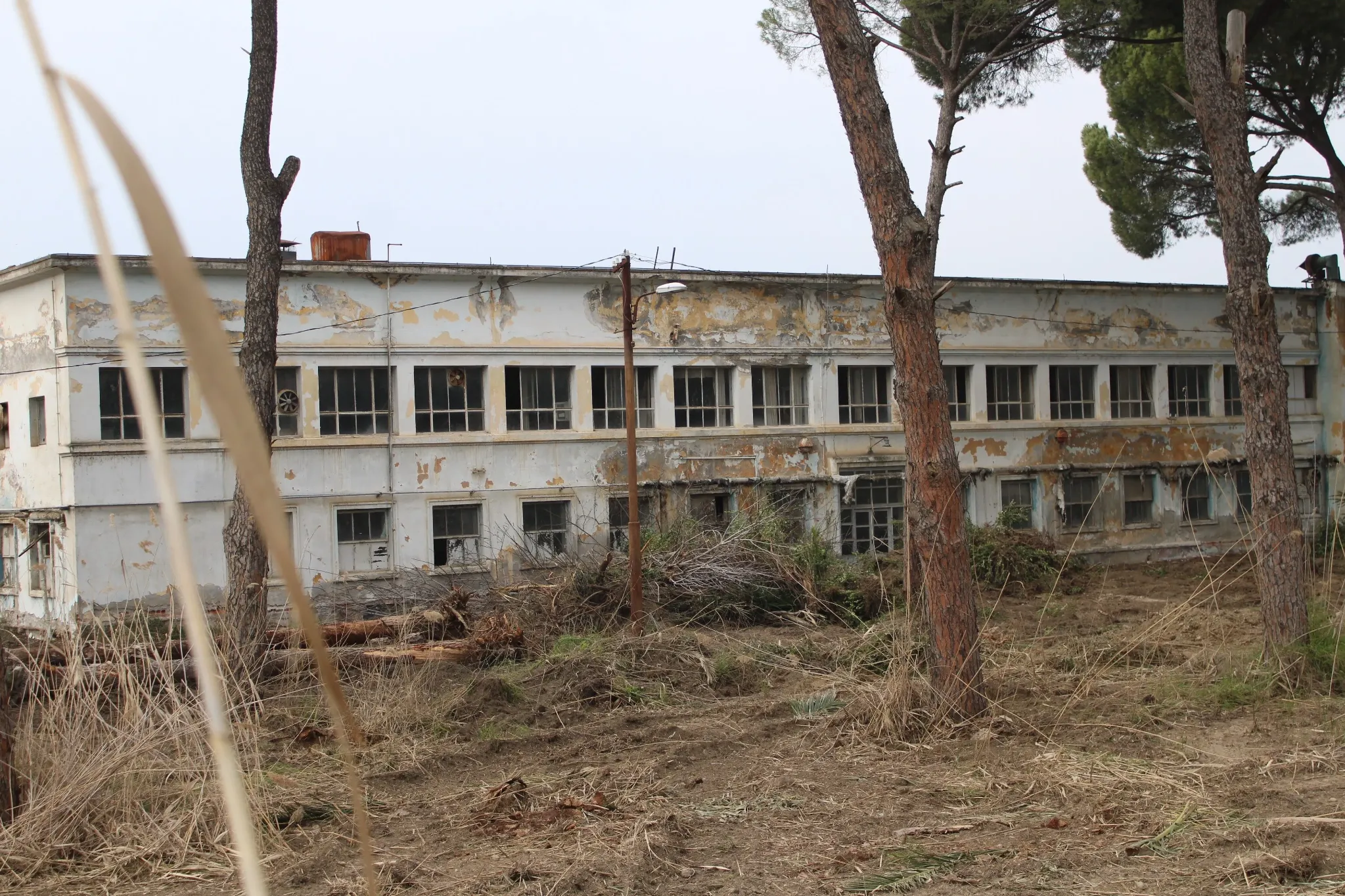 Nazilli Sümerbank yerleşkesinde dış cephesi yıpranmış eski fabrika binası
