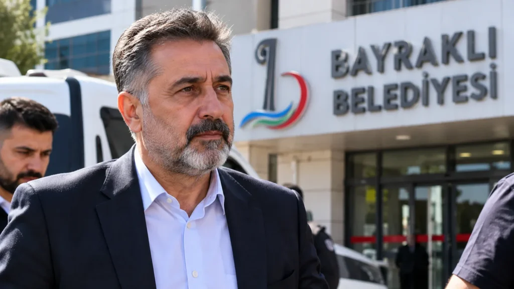 Bayraklı Belediyesi soruşturmasına ilişkin yapay zekâ ile oluşturulmuş temsili haber görseli