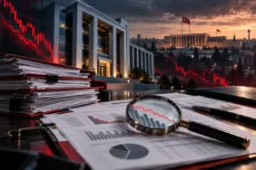 Fon soruşturmasında kamu bankası iddialarını simgeleyen banka binası, mali belgeler ve inceleme görseli