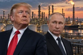Donald Trump ve Vladimir Putin petrol rafinerisi önünde