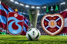 Trabzonspor Hearts maçı UEFA Konferans Ligi, iki takımın armaları